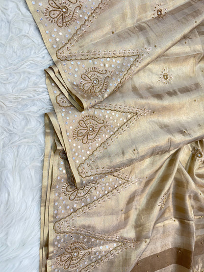 Tissue handwork Banarasi silk saree