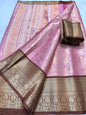 Pink & brown shade Kanchi silk premium Banarasi saree