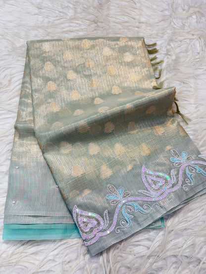 Tissue kota handwork Banarasi saree
