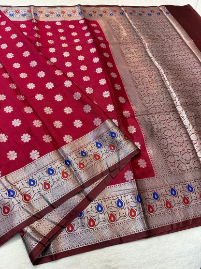 Maroon shade warm silk premium Banarasi saree