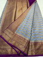 Grey magenta shade georgatte Banarasi saree
