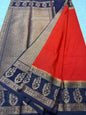 Red & blue shade georgette Banarasi saree
