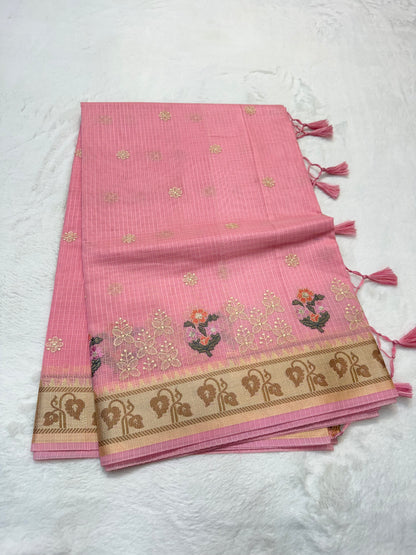 Pink shade kota designer embroidery Banarasi saree