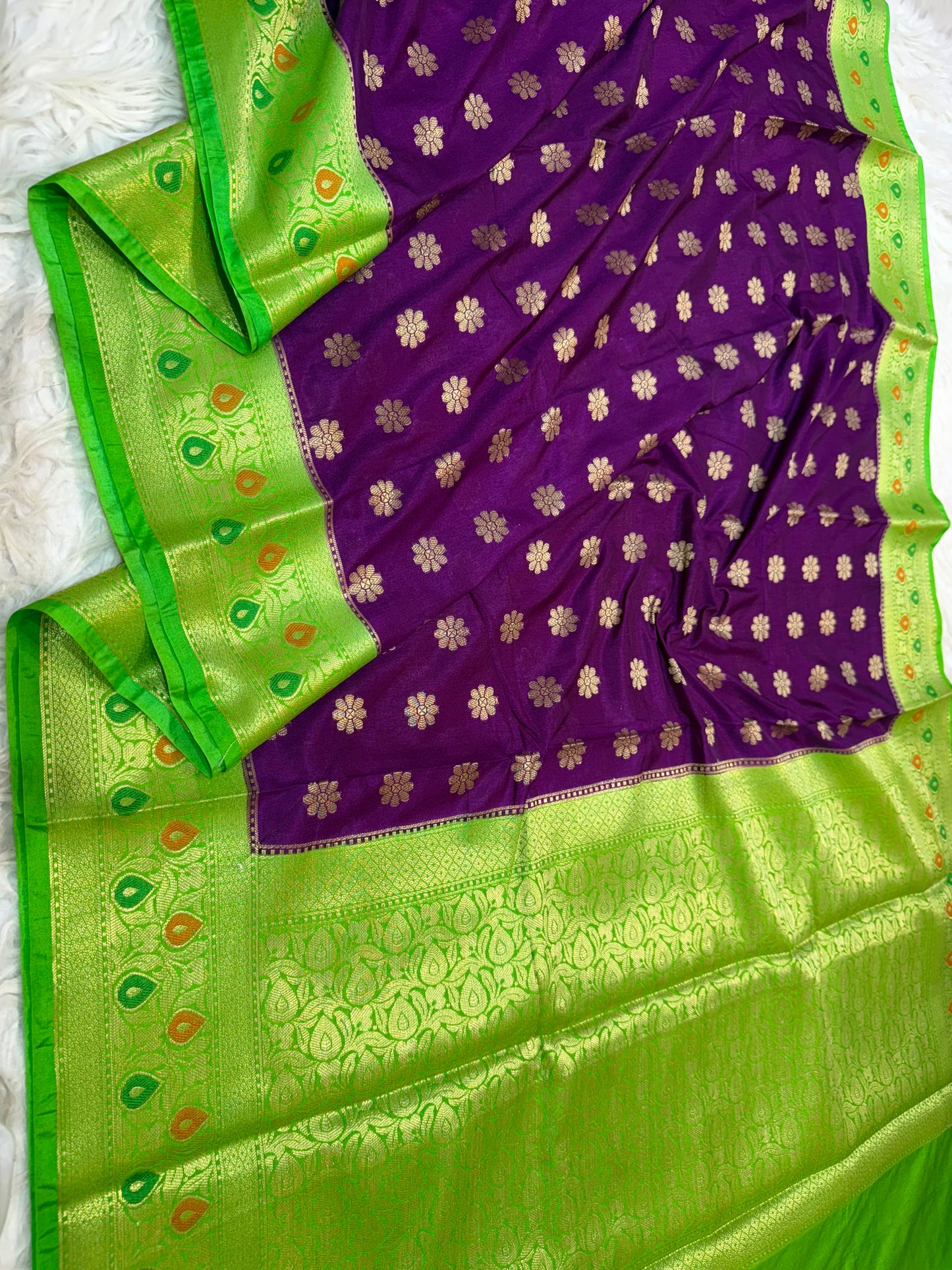 Magenta & green shade  Dupion Silk premium Banarasi Saree