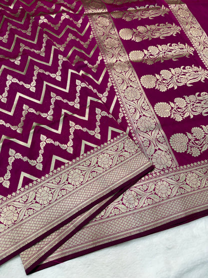 Magenta shade katan Banarasi silk Saree