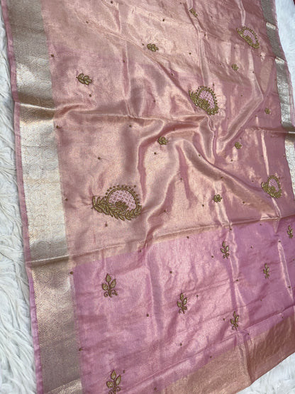 Tissue Aari Work Banarasi silk saree