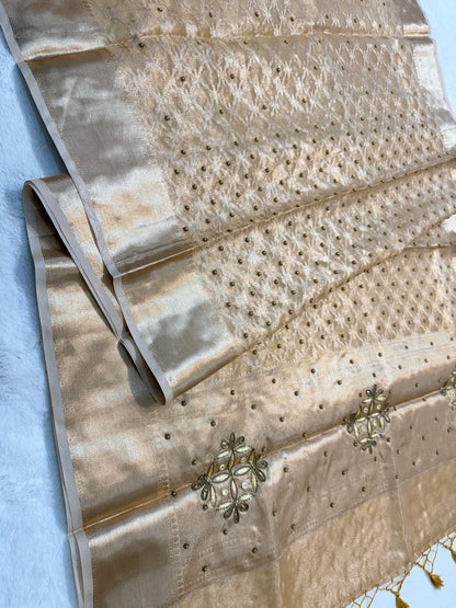 Gold tissue kota designer handwork premium Banarasi saree