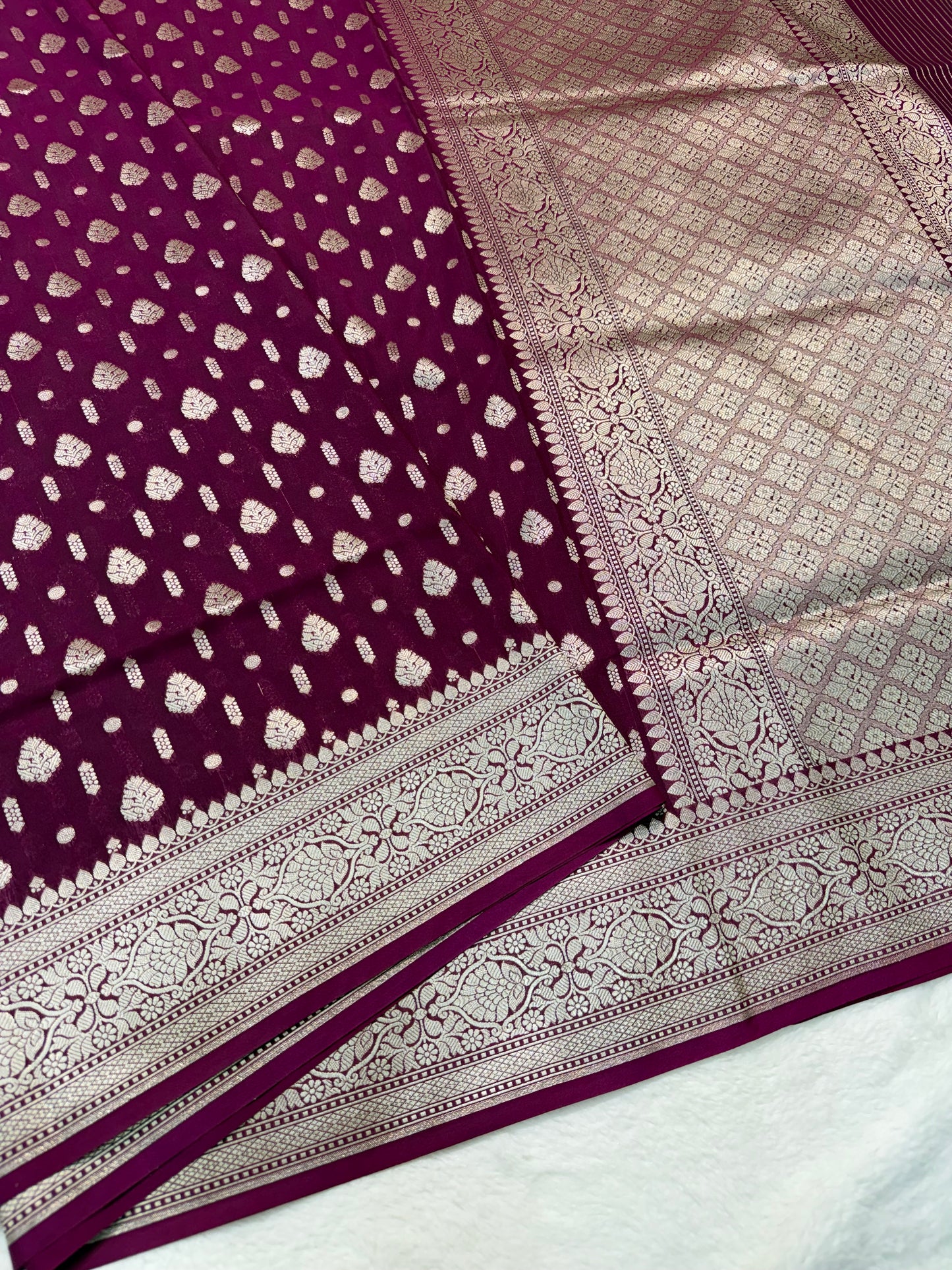 Maroon shade katan Banarasi silk Saree