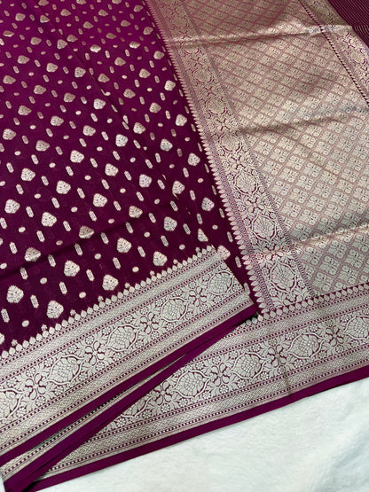 Maroon shade katan Banarasi silk Saree