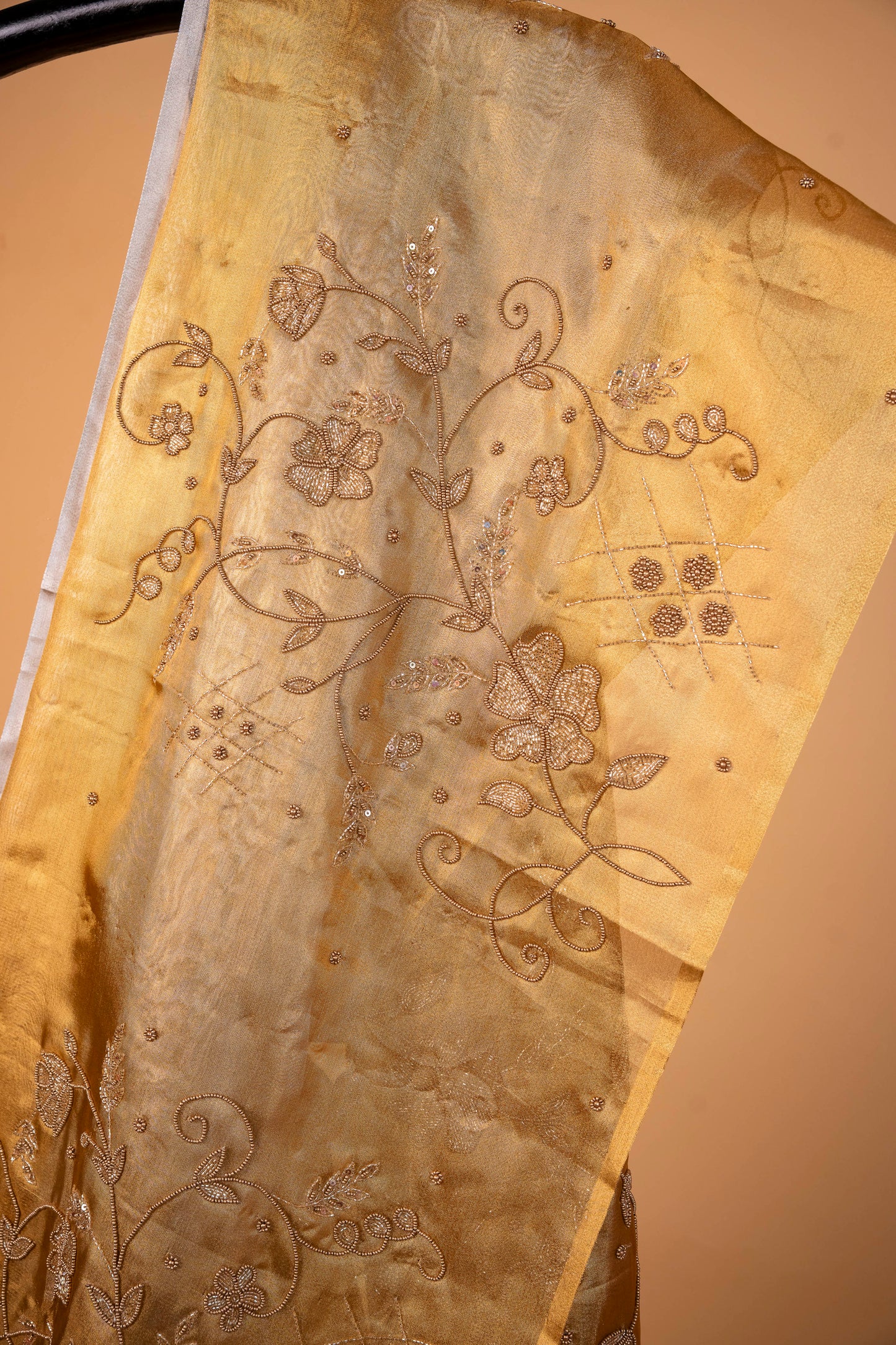 Gold silver tissue half half  tissue designer hand work Banarasi saree