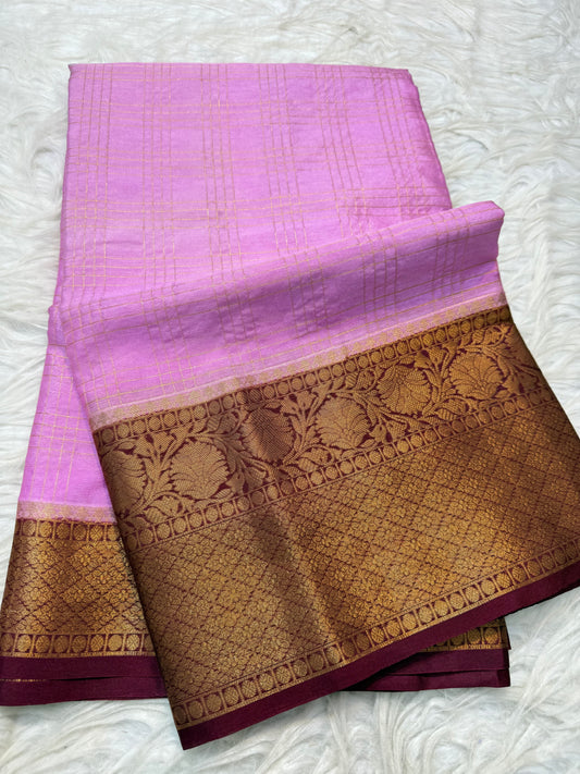 Pink wine warm silk premium Banarasi saree