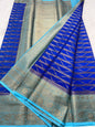 Royal blue powder blue georgatte Banarasi saree