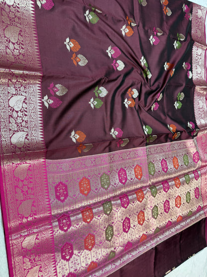 Maroon Soft Silk Premium Banarasi Saree