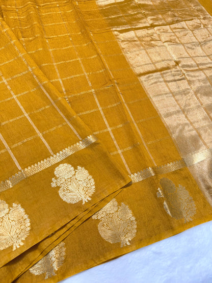Bronze shade raw mango  premium Banarasi saree