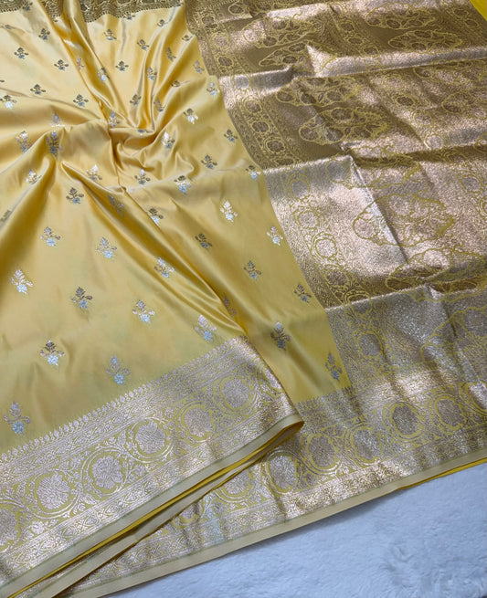 Gold shade satan katan premium Banarasi silk Saree