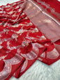Red shade Raw mango Mina  banarasi saree