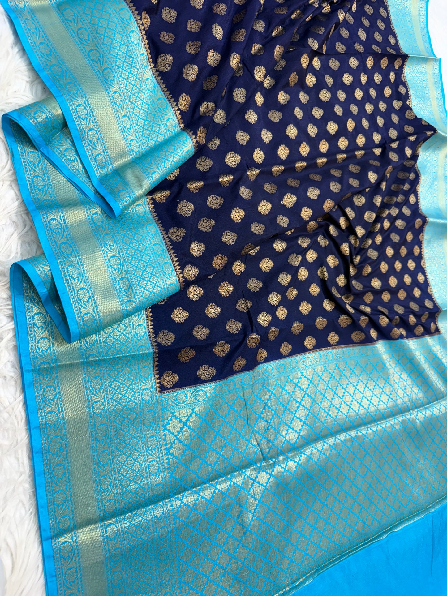 Nevy sea green shade Dupion Silk Banarasi Saree 