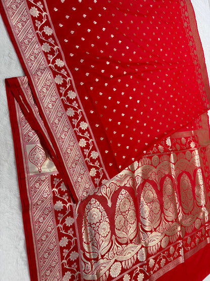 Red shade katan Banarasi silk Saree