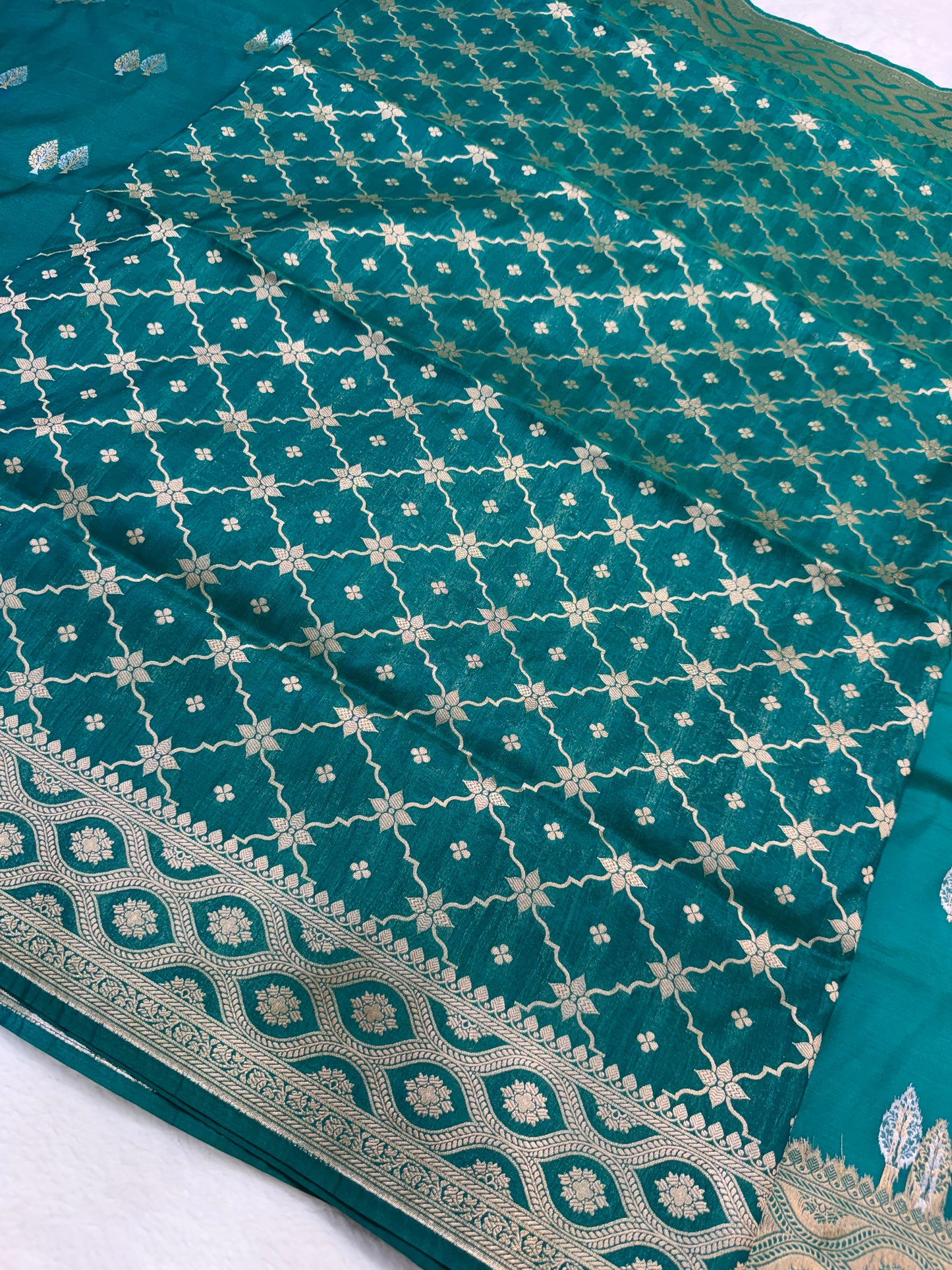 Bottle green shade katan Banarasi silk Saree