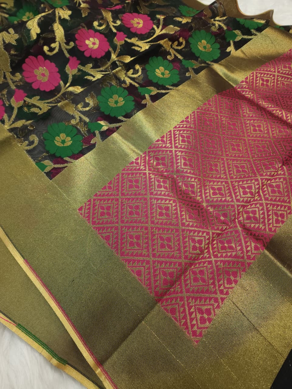 Multicolour shade supernet silk premium  Banarasi saree