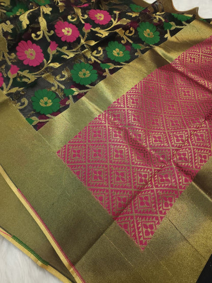 Multicolour shade supernet silk premium  Banarasi saree