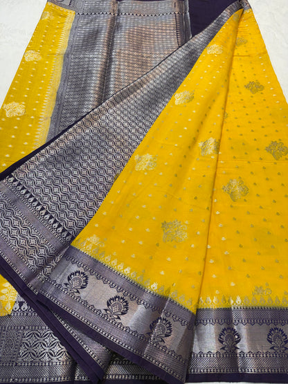 Mango & magenta shade raw mango Banarasi premium Banarasi saree