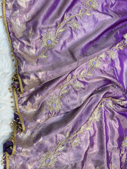Tissue Aari Work Banarasi silk saree