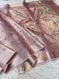 Peach shade tissue kota embroidery primum Banarasi saree