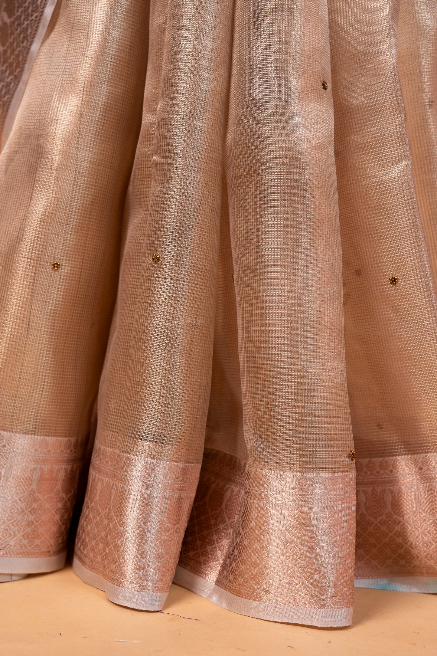 Beige shade tissue designer hand work Banarasi saree