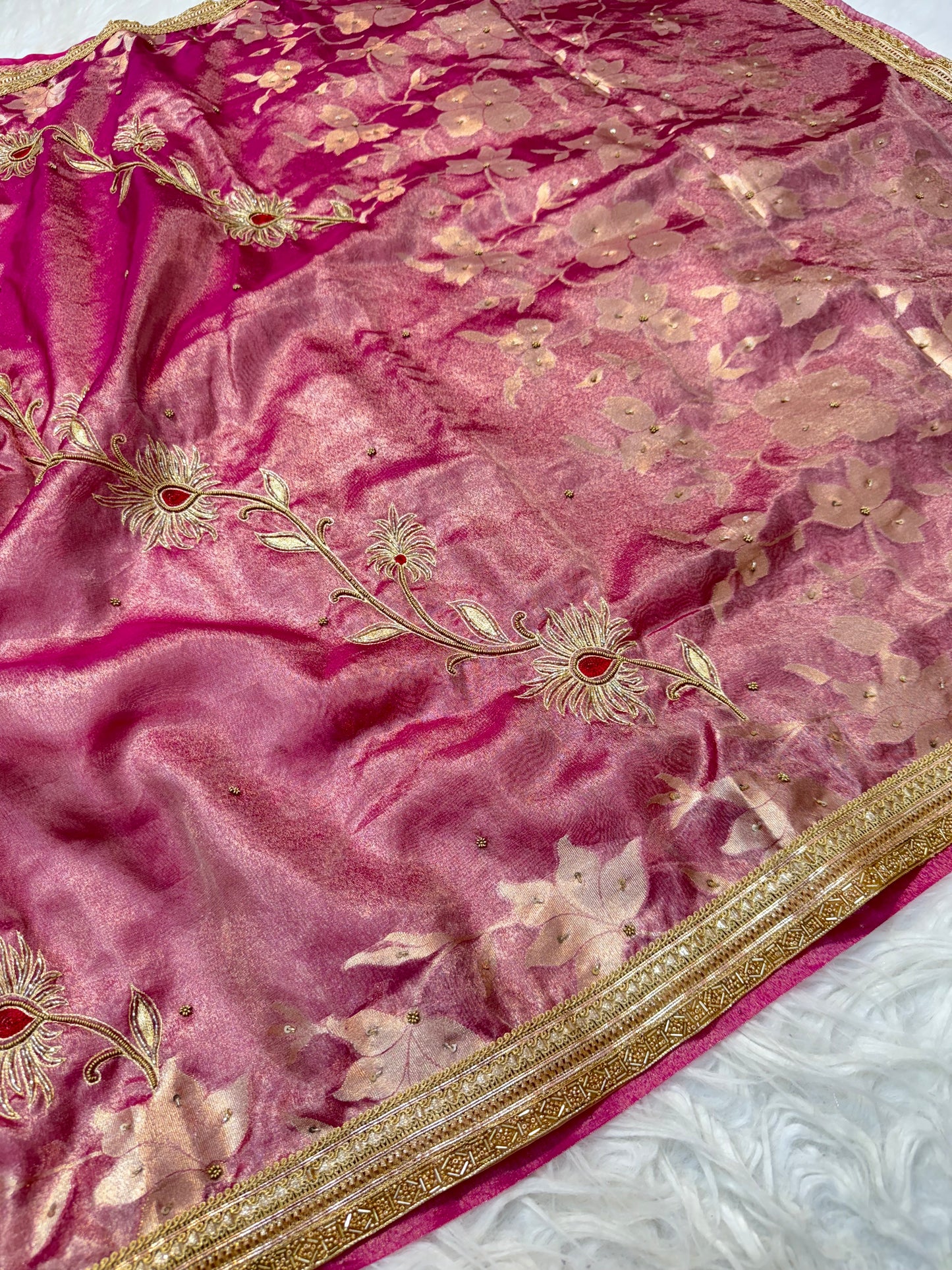 Tissue Aari Work Banarasi silk saree