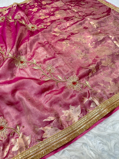 Tissue Aari Work Banarasi silk saree