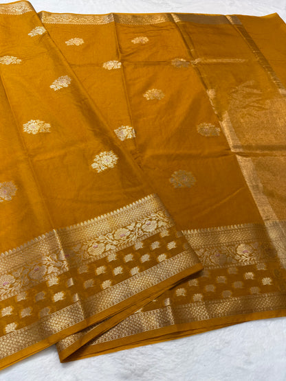 Bronze shade raw mango  premium Banarasi saree