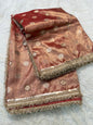 Rani shade tissue ari & zardosi work designer premium Banarasi saree