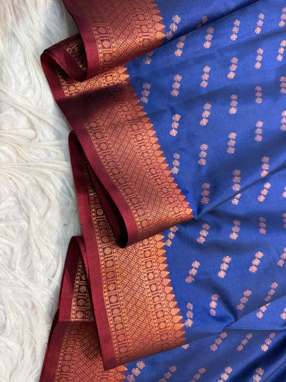 nevy maroon shade premium soft silk Banarasi saree