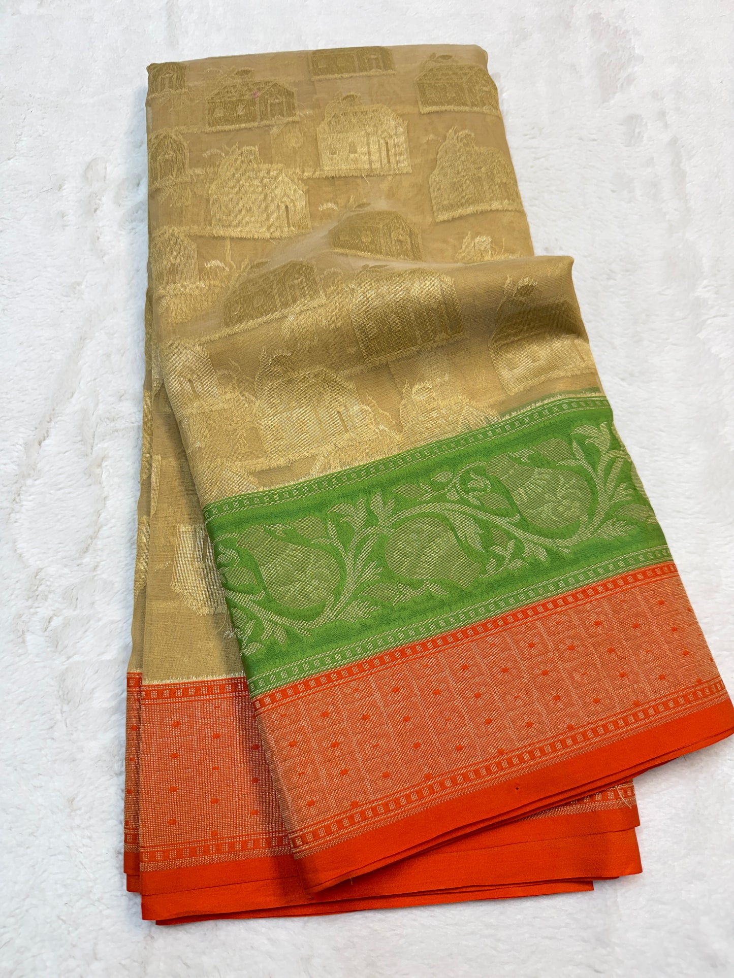 Multicolour shade kora silk premium Banarasi saree