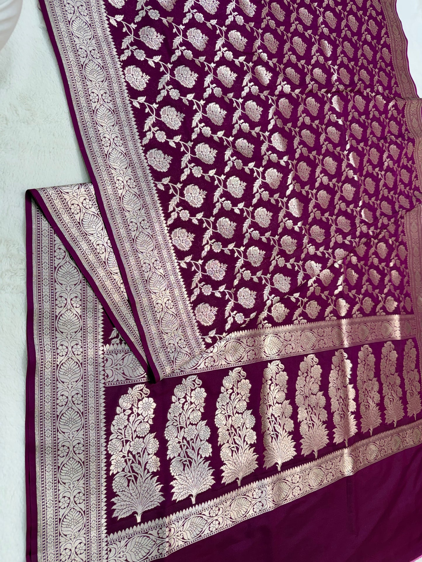 Magenta shade katan Banarasi silk Saree