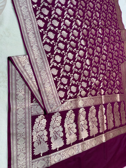 Magenta shade katan Banarasi silk Saree