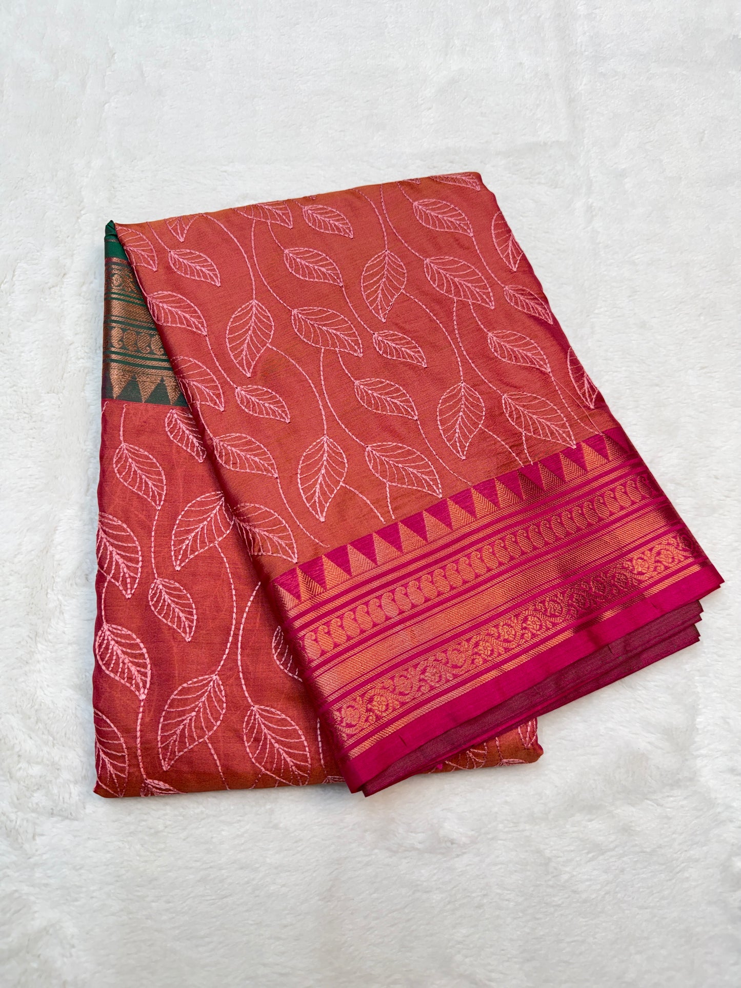 Multicolour shade soft silk embroidery Banarasi saree