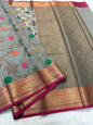 Multicolour shade kora organza Banarasi saree