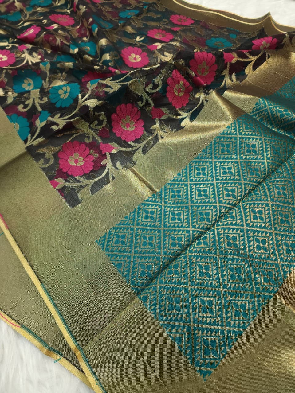 Multicolour shade supernet silk premium  Banarasi saree