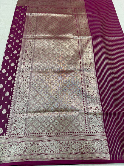 Maroon shade katan Banarasi silk Saree
