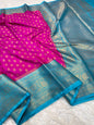 Royal pink sea green shade Dupion Silk Banarasi Saree