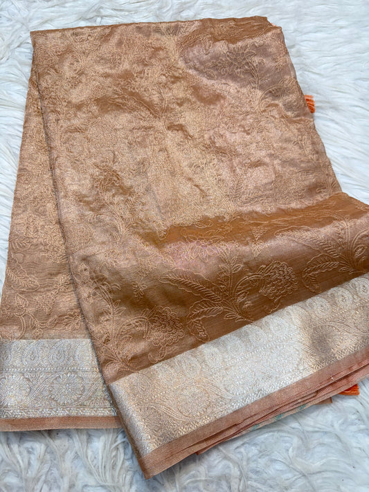 Banarasi tissue embroidery saree