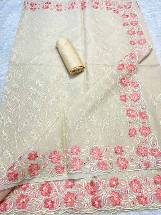 Banarasi kora organza embroidery saree