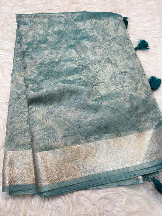 Banarasi tissue embroidery saree