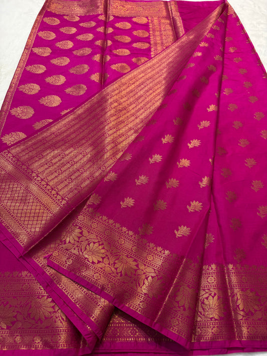 Royal pink  shade Dupion Silk premium Banarasi Saree