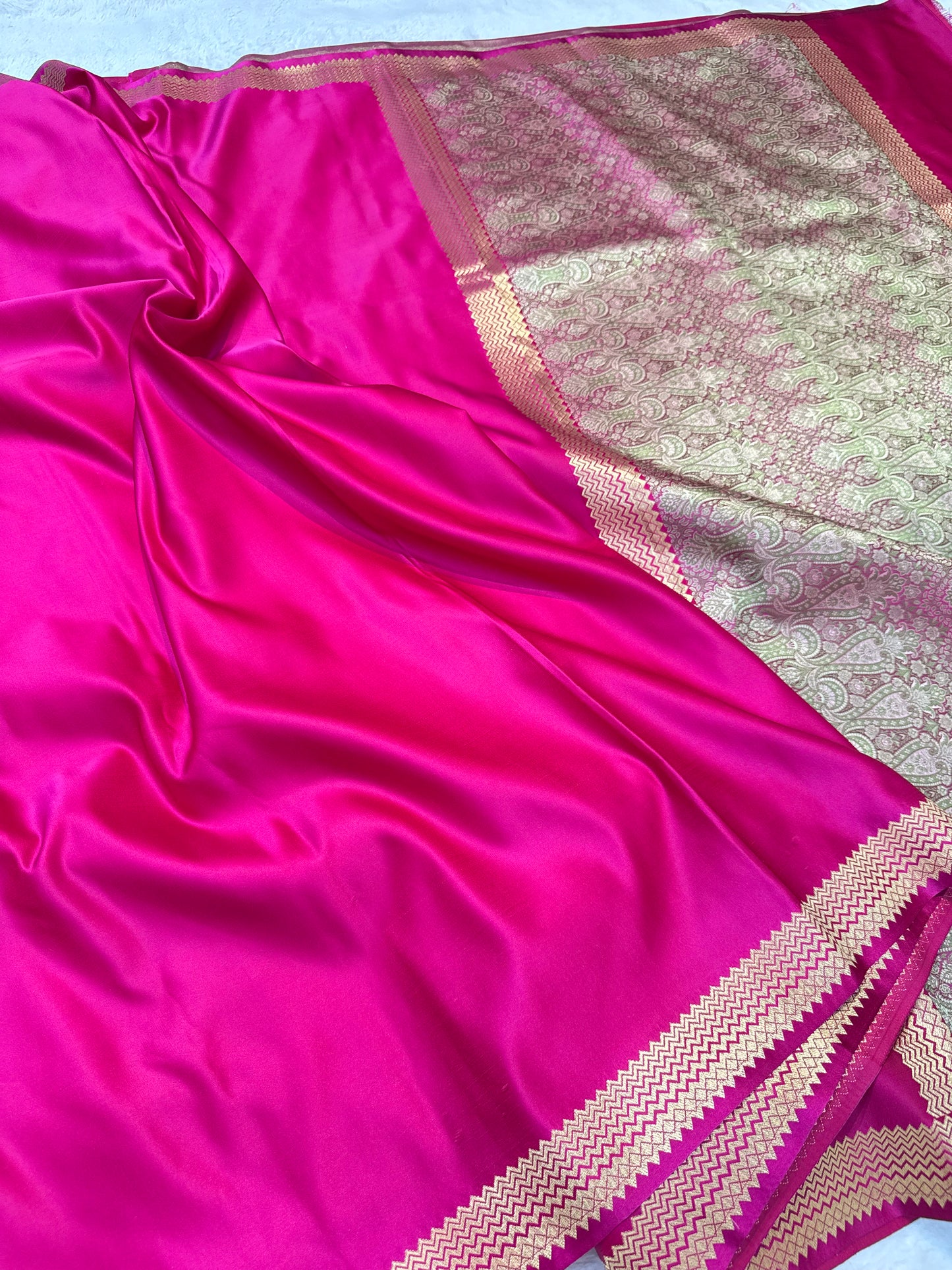 Royal pink shade mashru silk premium Banarasi silk Saree