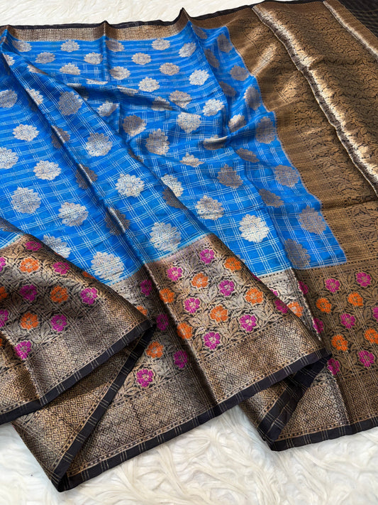 Blue black warm silk premium Banarasi saree