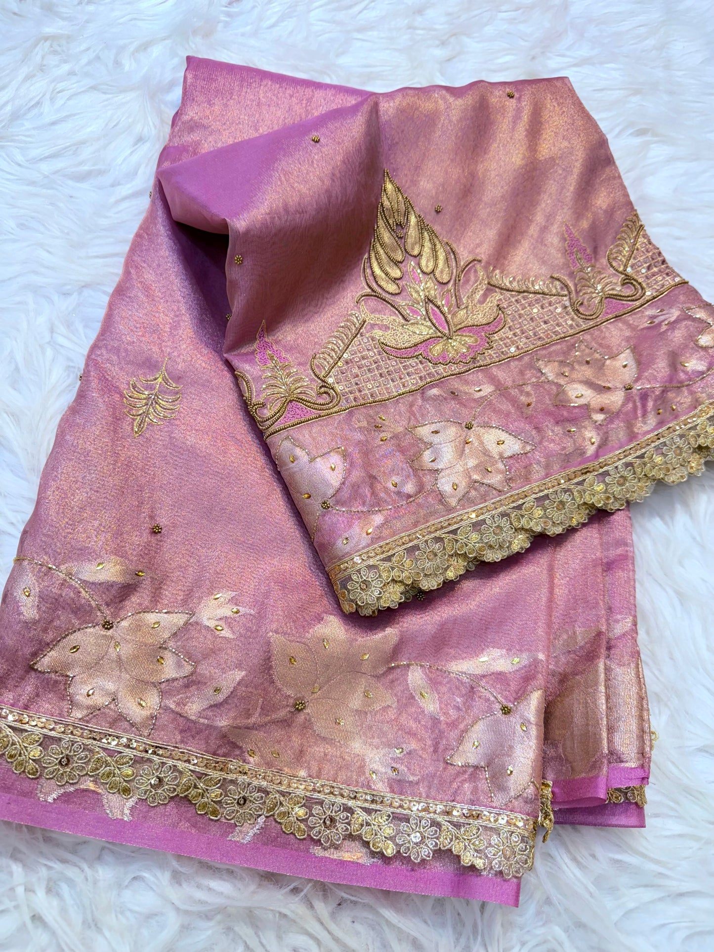 Tissue Aari Work Banarasi silk saree