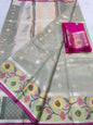 Pista green & multicolour shade tissue kota premium paithani border designer banarasi saree